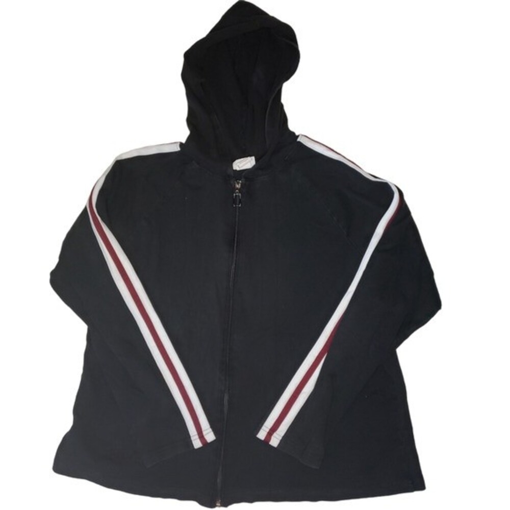 CW Sport Black w/ Stripe Detail Lightweight Zipper Cotton Jacket - 2x